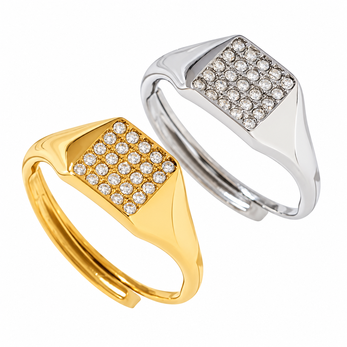 Bague Petite Chevalière Ajustable - Doré Ou Argent