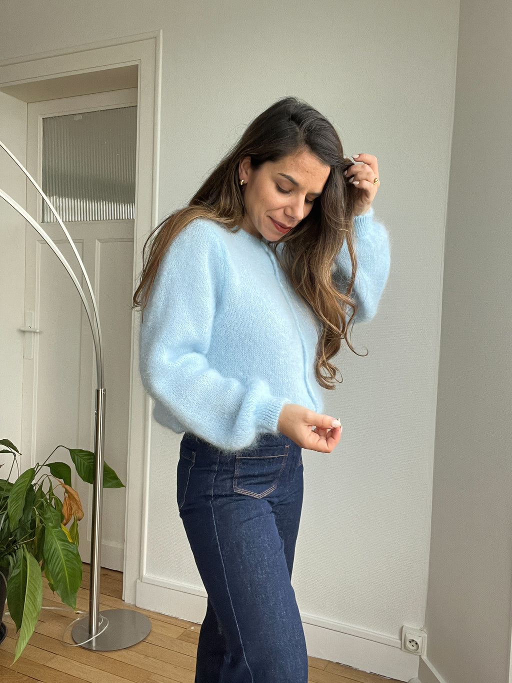 Prenda de punto de lana Bianca azul glaciar
