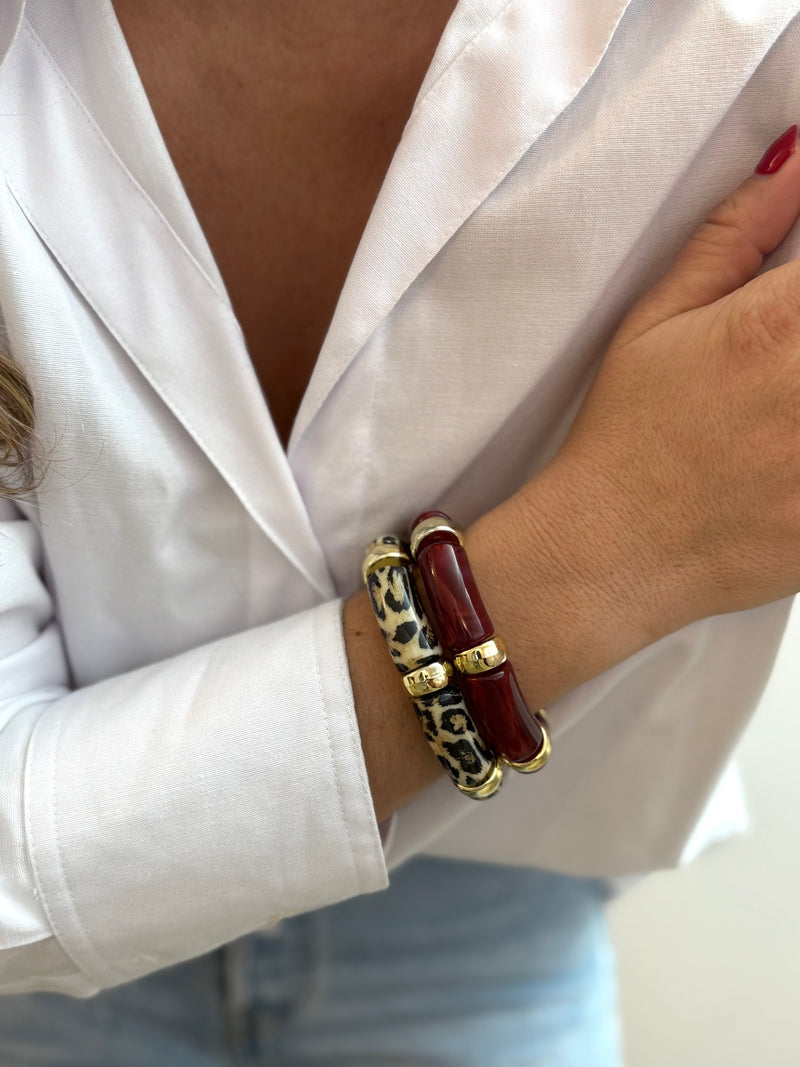 Set of 2 Gemini Bracelets - Burgundy