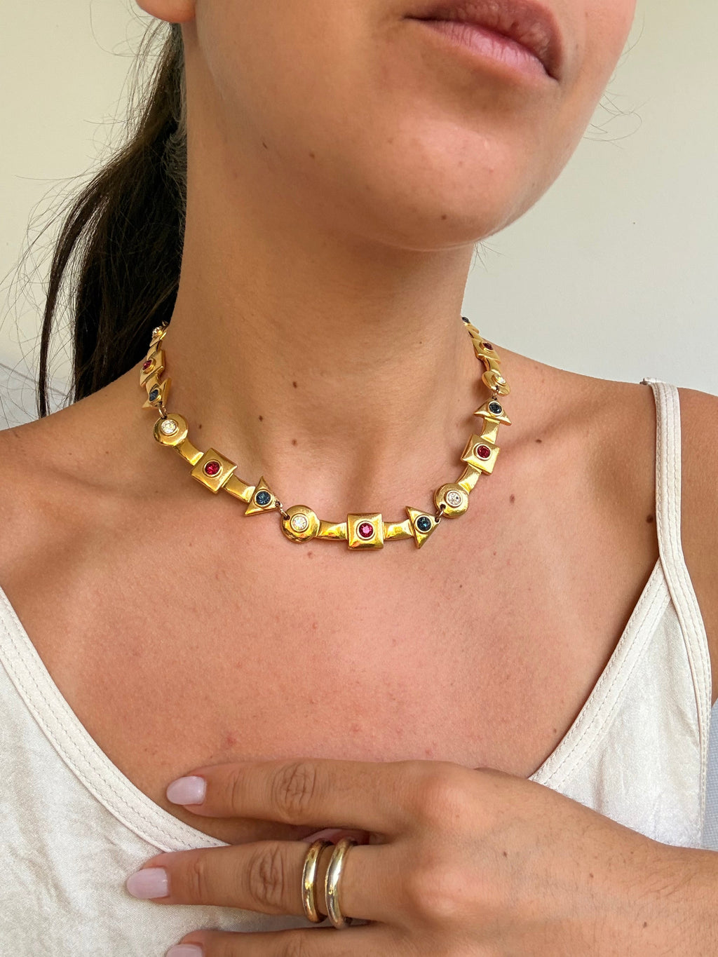 Vintage Gold-Tone Necklace - Colourful Arrows