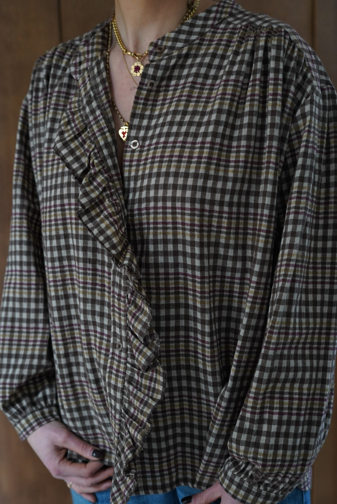 Colette Brown Check Blouse