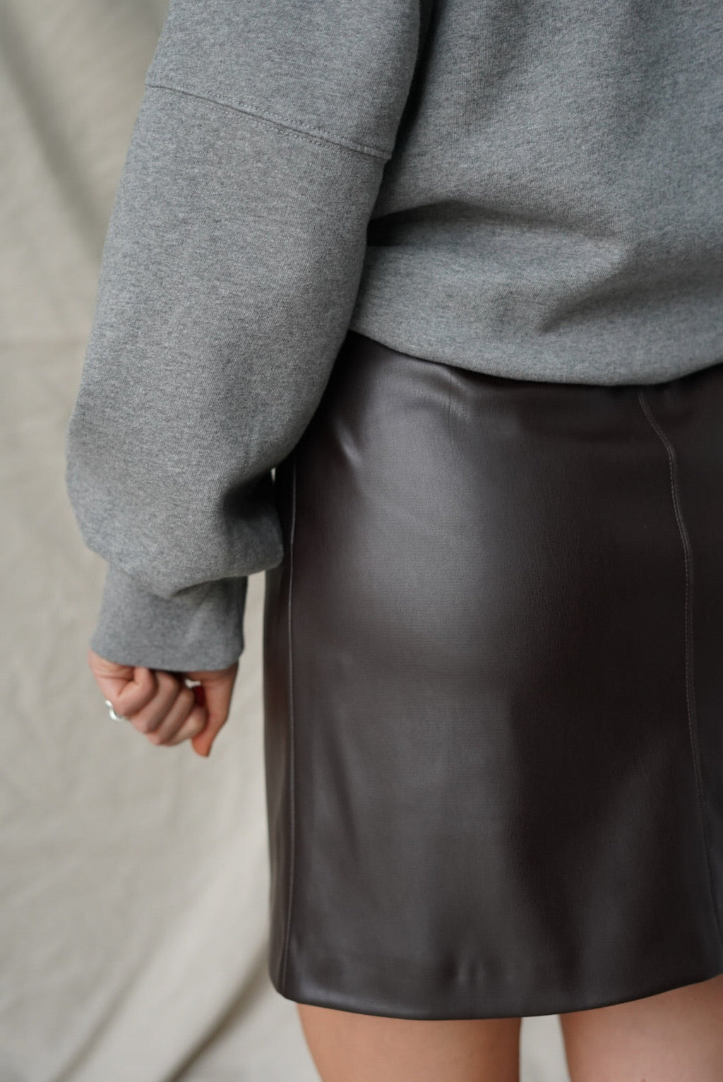 Amber Skirt Faux Leather Chocolate