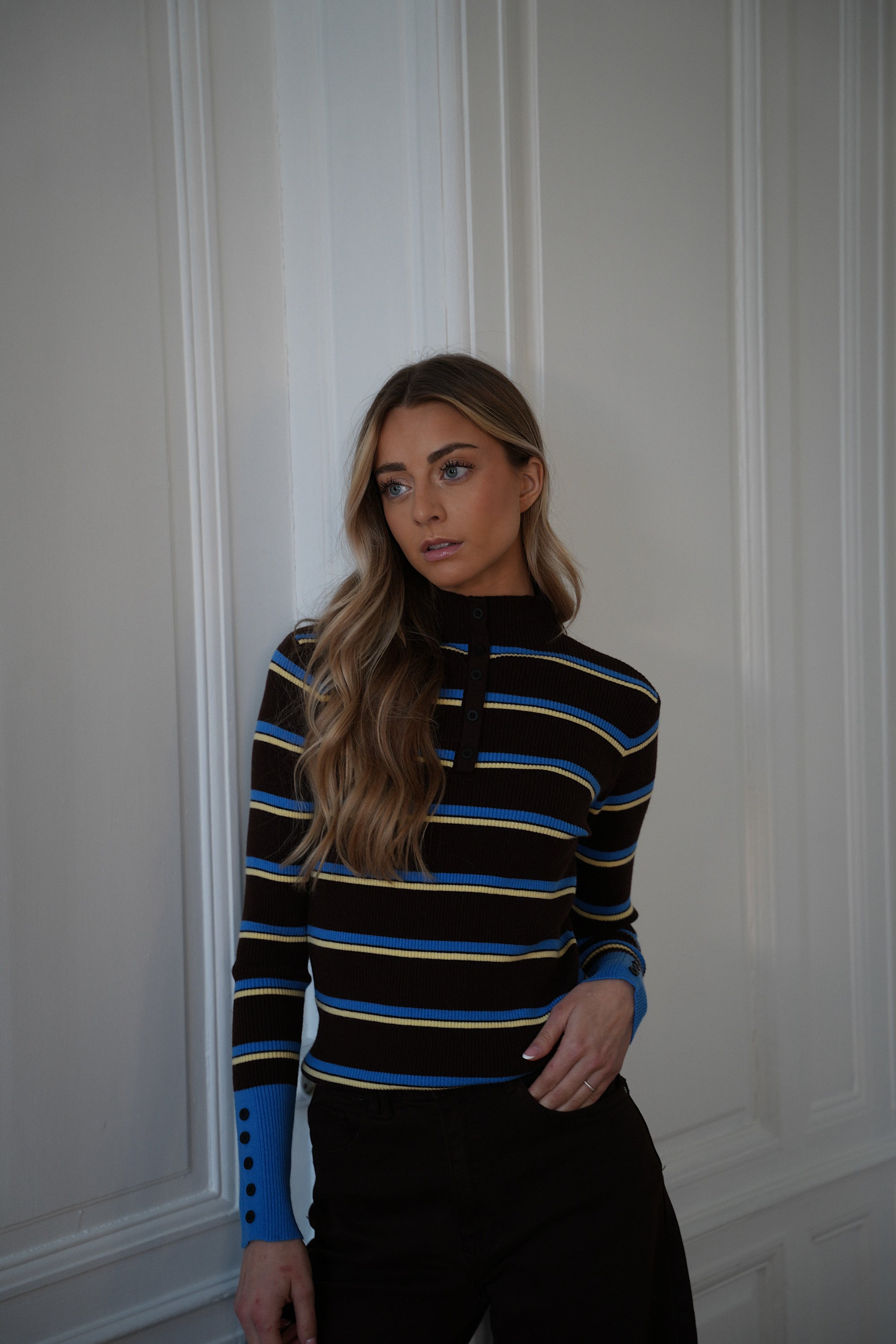 Pull Fin Raph - Chocolat/Bleu