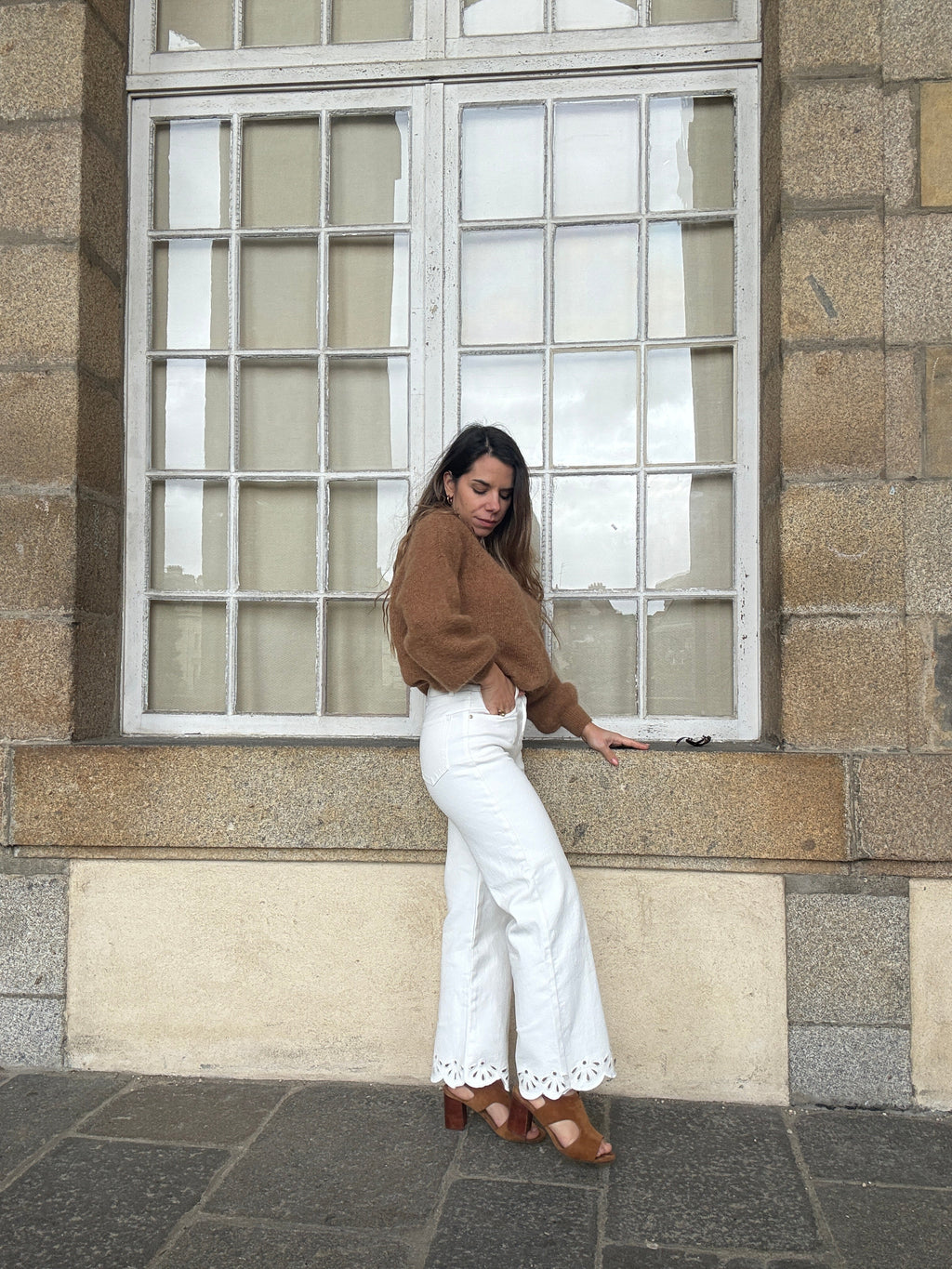 Jean cropped broderies Lola