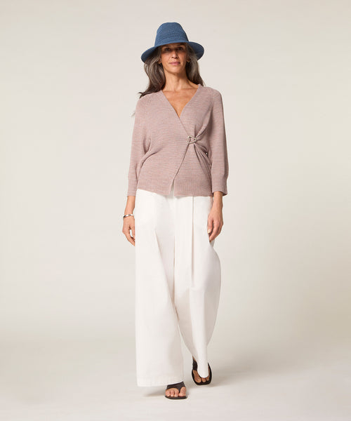 Chaleco abierto con mangas abullonadas - China Beige - Mujer