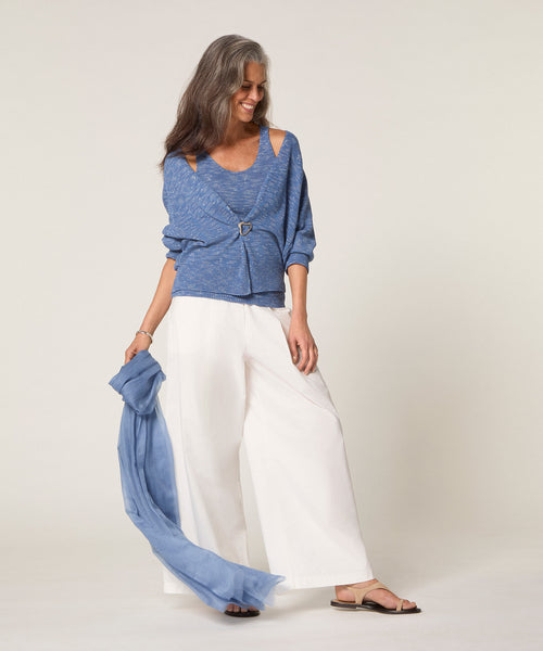 Chaleco abierto con mangas abullonadas - Azul índigo - Mujer