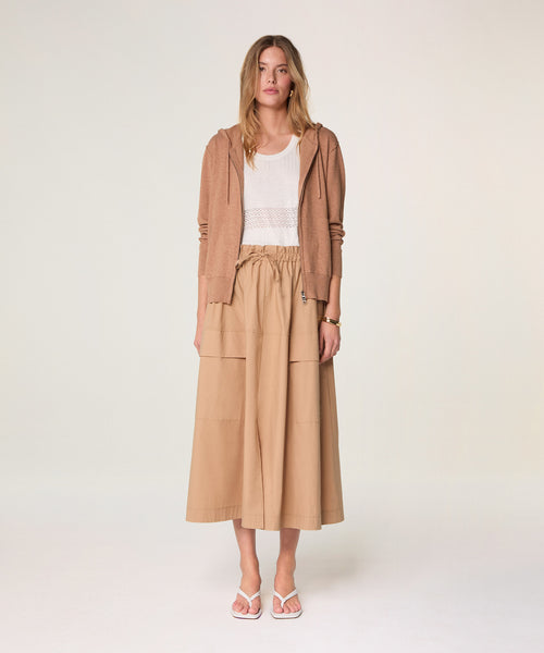 Sudadera con capucha y cremallera - Marrón Fawn - Mujer