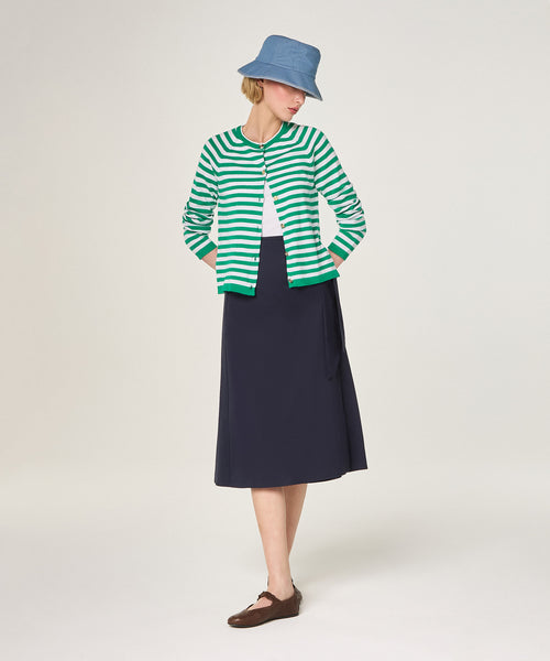 Chaleco de rayas con manga raglán - Verde esmeralda - Mujer