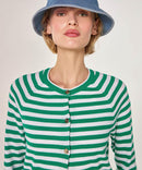 Chaleco de rayas con manga raglán - Verde esmeralda - Mujer