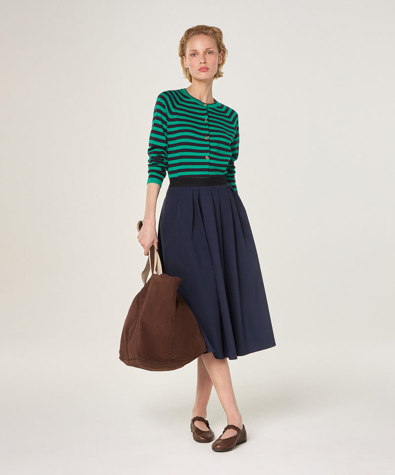 Chaleco de rayas con manga raglán - Verde oscuro - Mujer