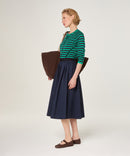 Chaleco de rayas con manga raglán - Verde oscuro - Mujer