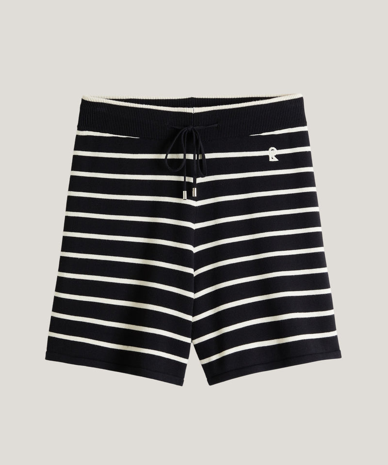 Shorts de punto a rayas - Blanco/Negro - Mujer