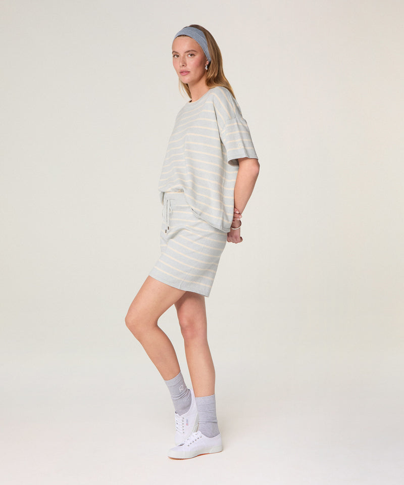 Shorts de punto a rayas - Rayas grises - Mujer