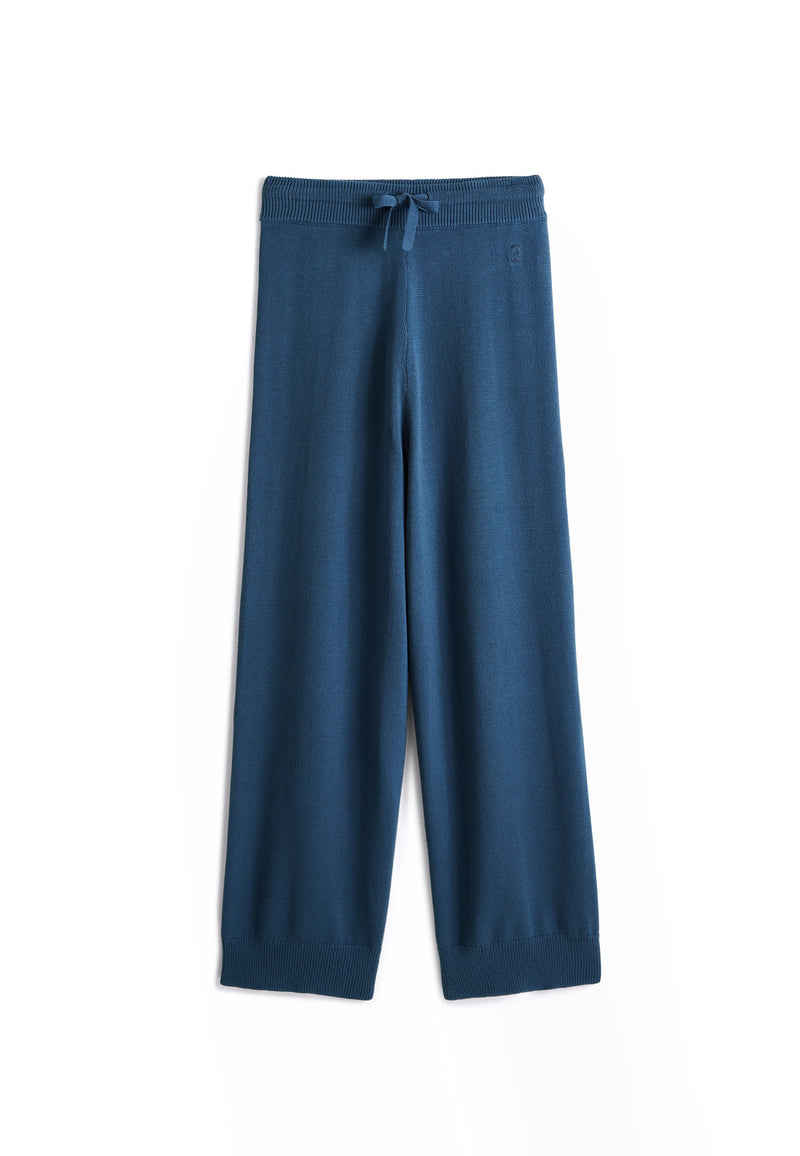 Pantalon Droit Cordon Serrage - Bleu Petrole - Femme