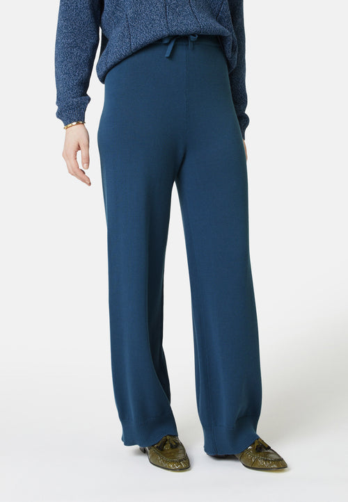 Pantalon Droit Cordon Serrage - Bleu Petrole - Femme