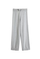 Pantalón recto con cordón - Gris claro - Mujer