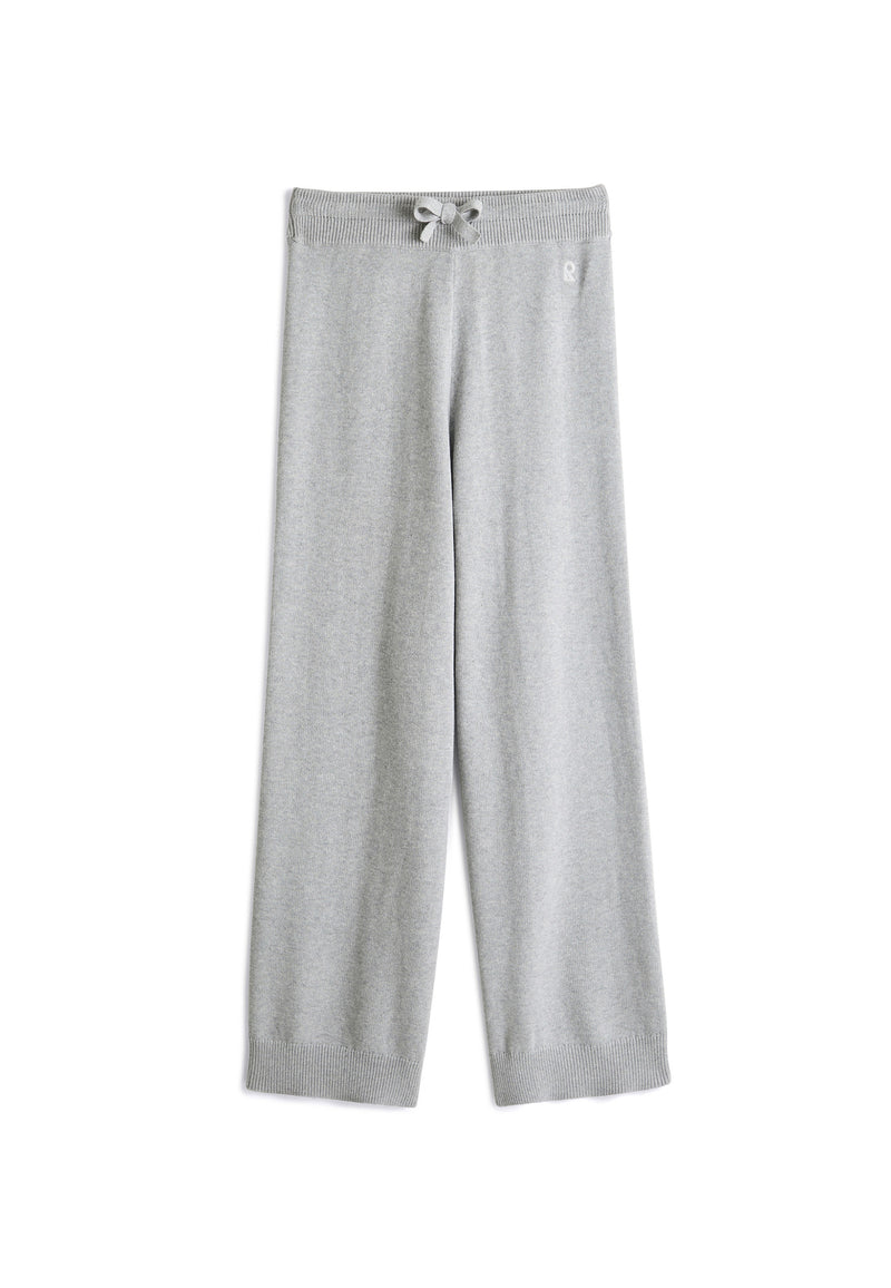Pantalón recto con cordón - Gris claro - Mujer