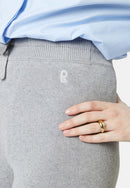 Pantalón recto con cordón - Gris claro - Mujer