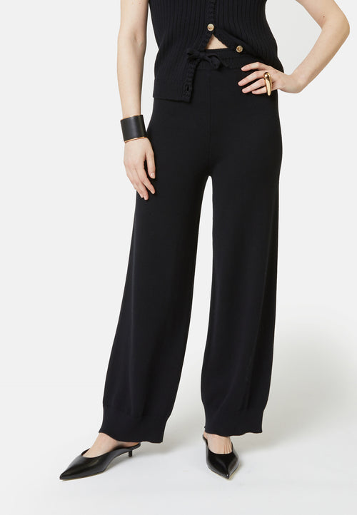 Pantalon Droit Cordon Serrage - Noir - Femme