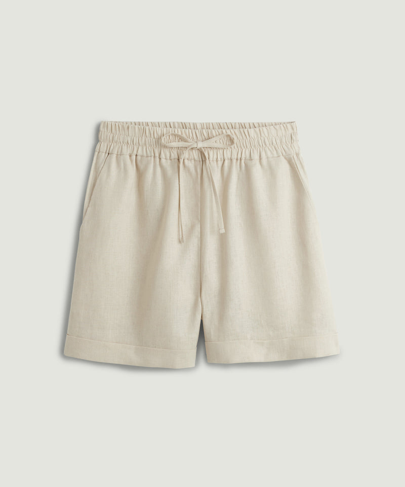 Shorts de lino - Beige - Mujer