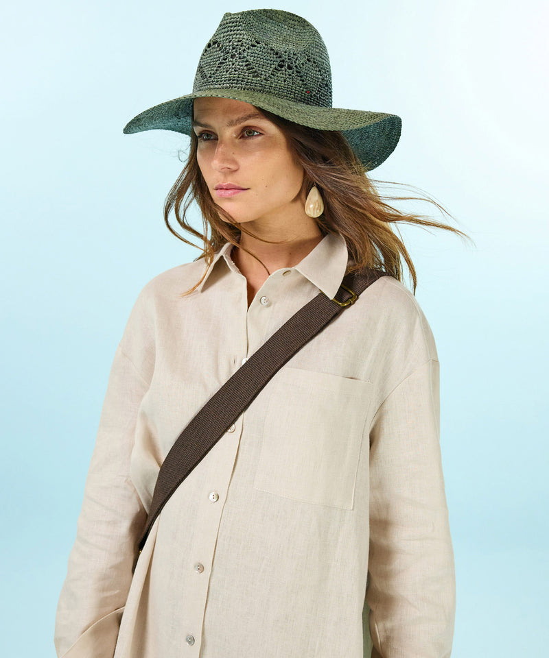 Vestido camisero de lino - Beige - Mujer