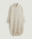 Vestido camisero de lino - Beige - Mujer