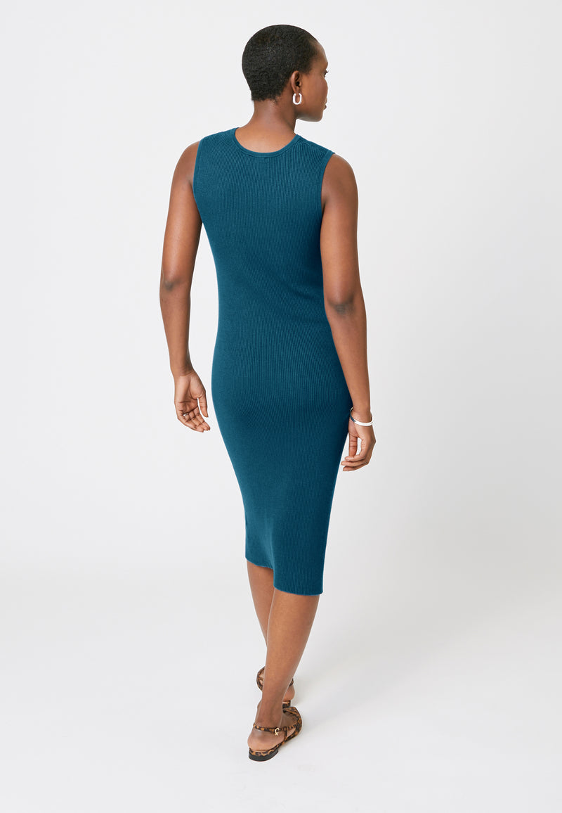 Robe Ouverte - Bleu Paon - Femme