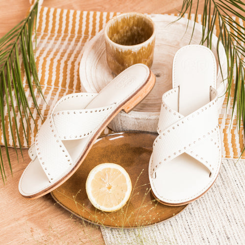 Sandalia Tacón Plano Ios - Chalk Lizard