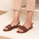 Lipsi Flat Heel Sandal - Lezard Cognac