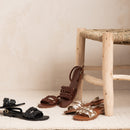 Lipsi Flat Heel Sandal - Lezard Cognac