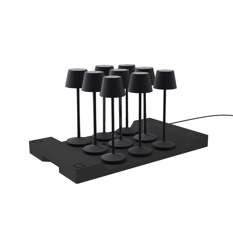 Lot De 9 Lampes De Table - Emily Black + Plateau De Chargement