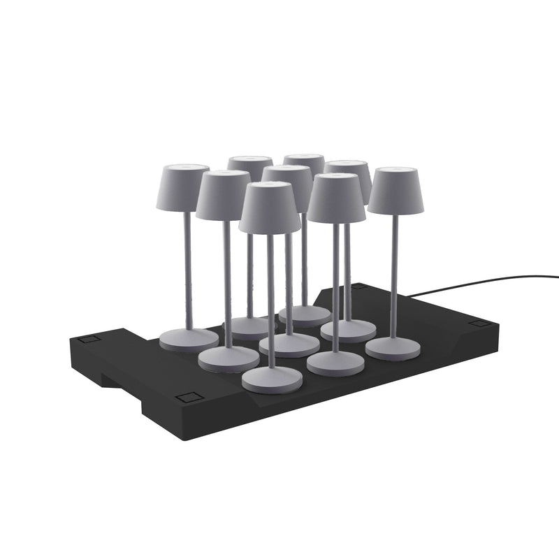 Lot De 9 Lampes De Table - Emily Grey + Plateau De Chargement