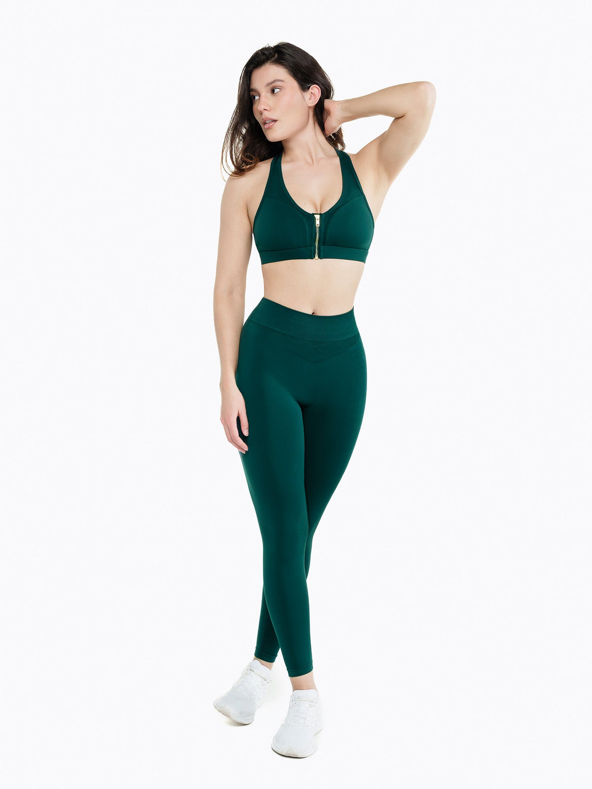 Zip Tech Sports Bra - Deep Mist