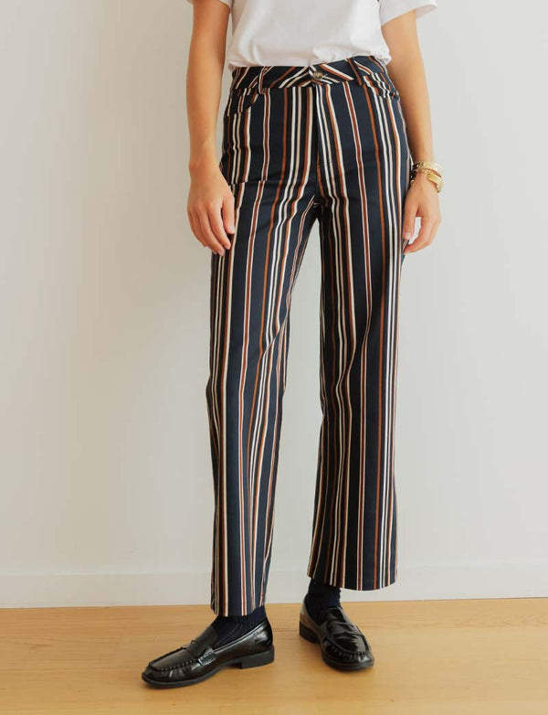 Dunkelblaue Gestreifte Jeans Renzo