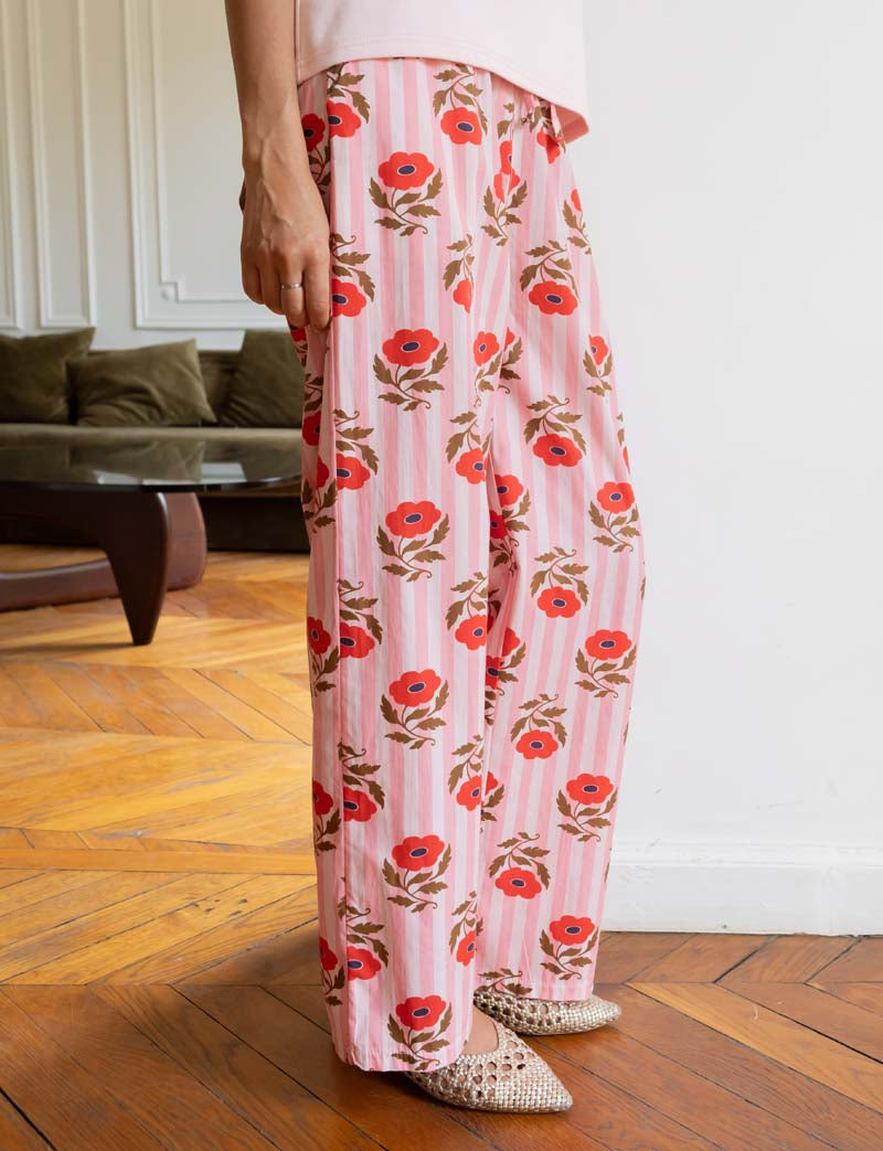 Pantalón de rayas rosas y flores Niko