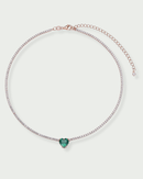 Choker Tennis Cœur Vert - Rose