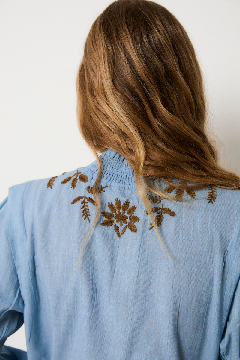 Blouse Lupe Broderie Bleu