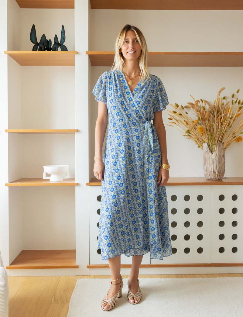 Robe Bleue Fleurie Hasina
