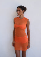 Robe Tricot à Capuche - Orange