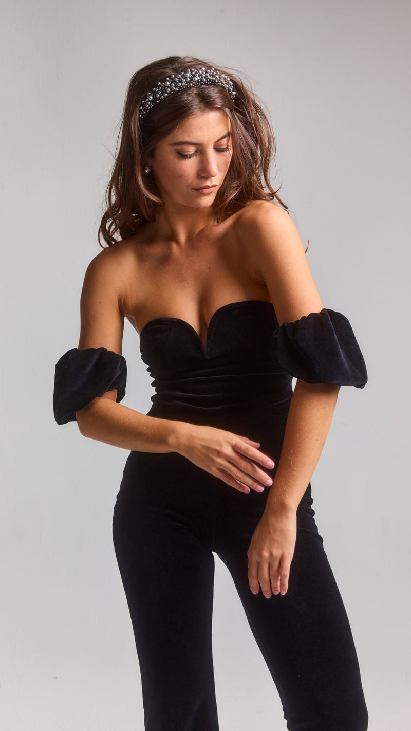 Body Diana Velours Manches Courtes