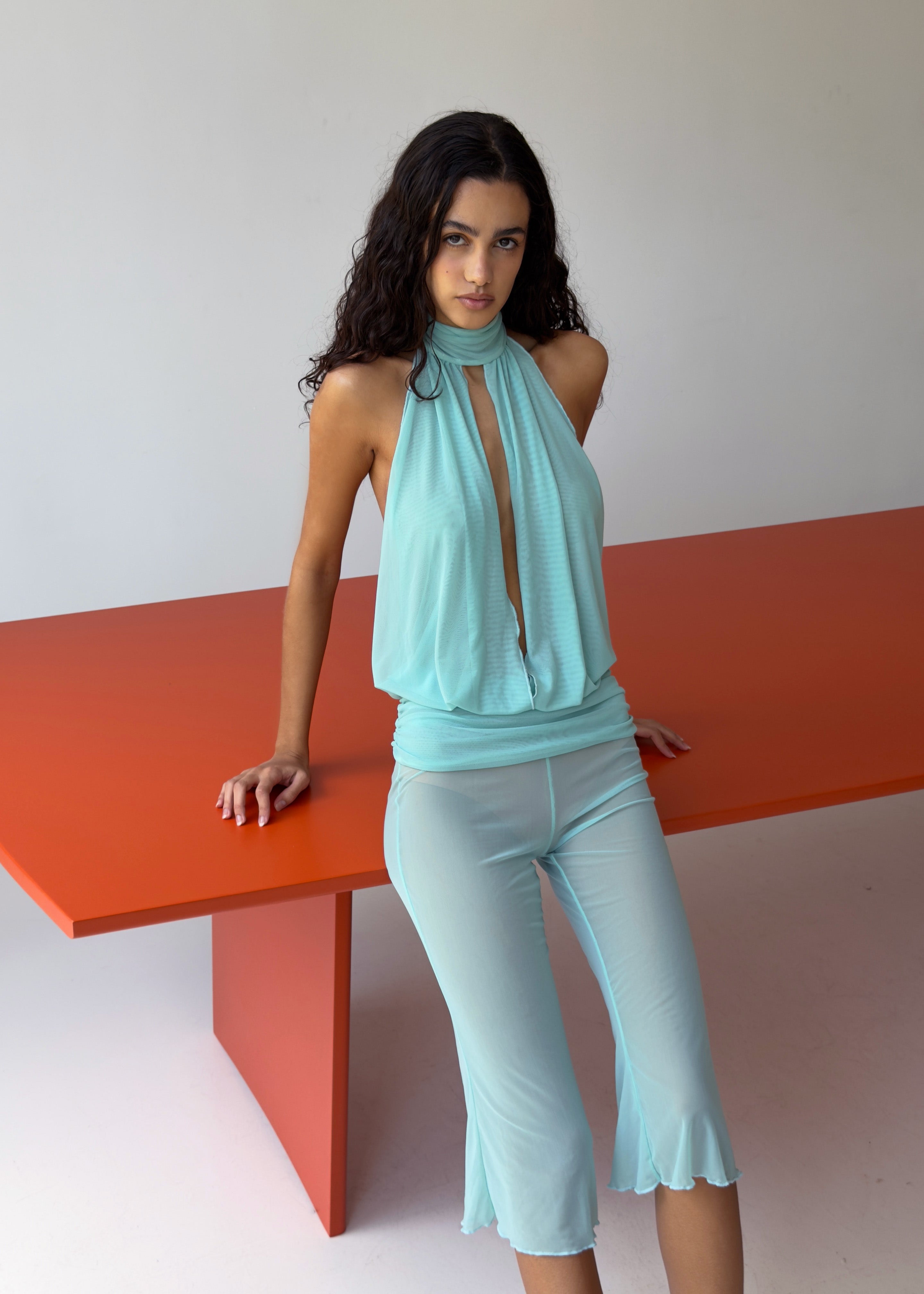 Capri Pantalon Résille - Aqua