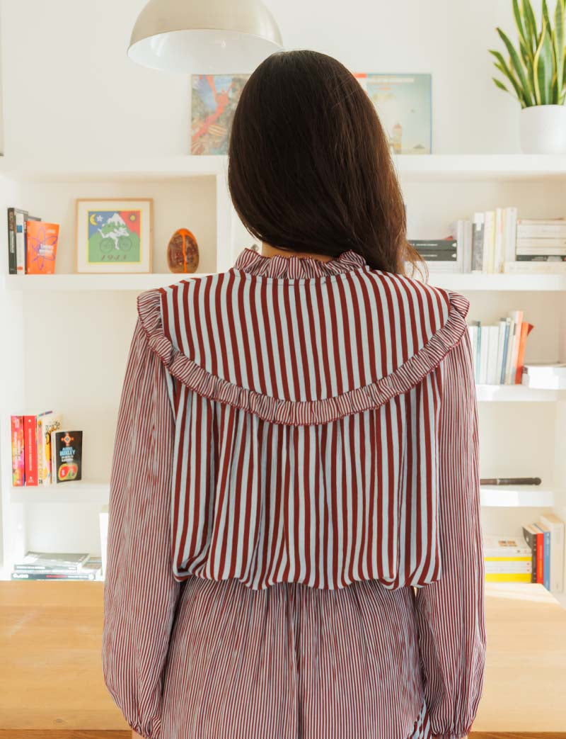 Blouse À Rayures Ciel & Bordeaux Manuela