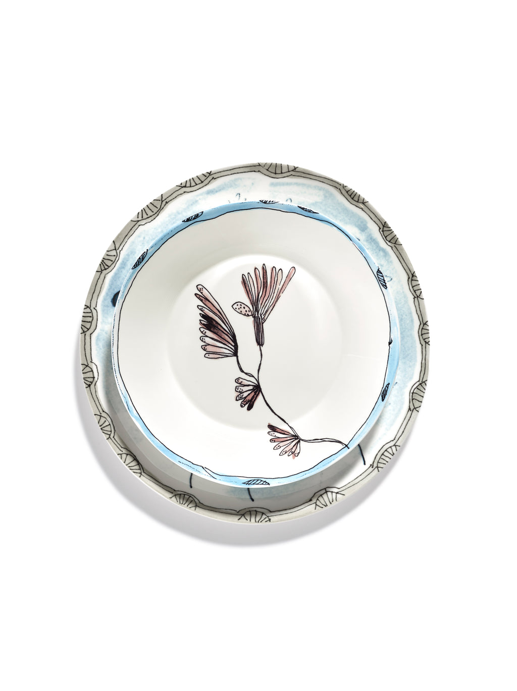 Midnight Flowers - Lot De 2 Assiettes Creuses - M - Porcelaine Bone China - Camelia Aubergine