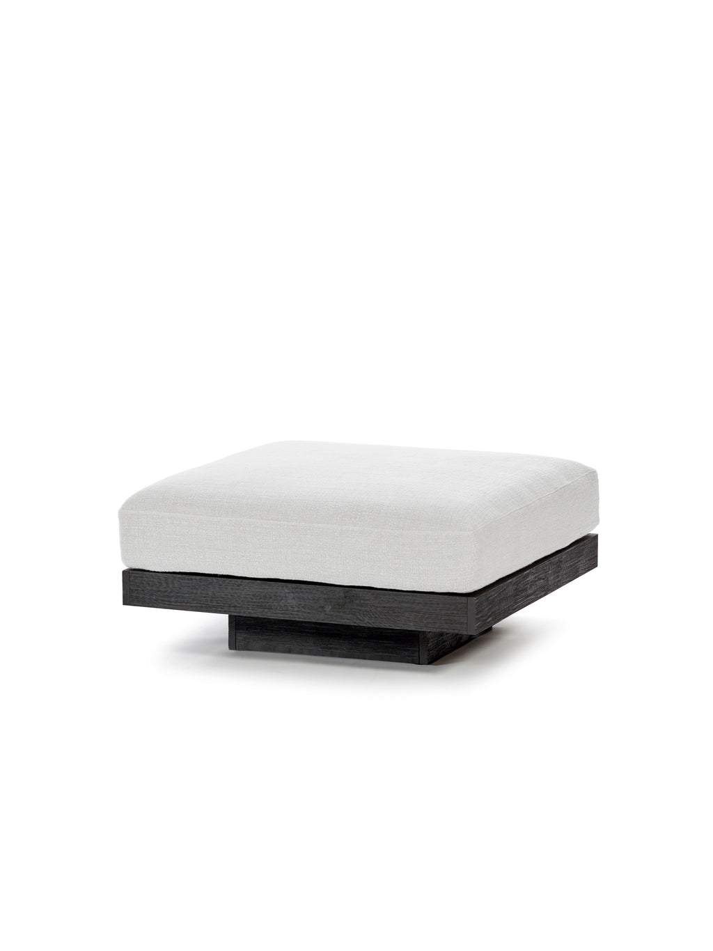 Rudolph - Pouf D'intérieur - Aluminium, Bois Et Tissu D'ameublement - Blanc Cassé Noir
