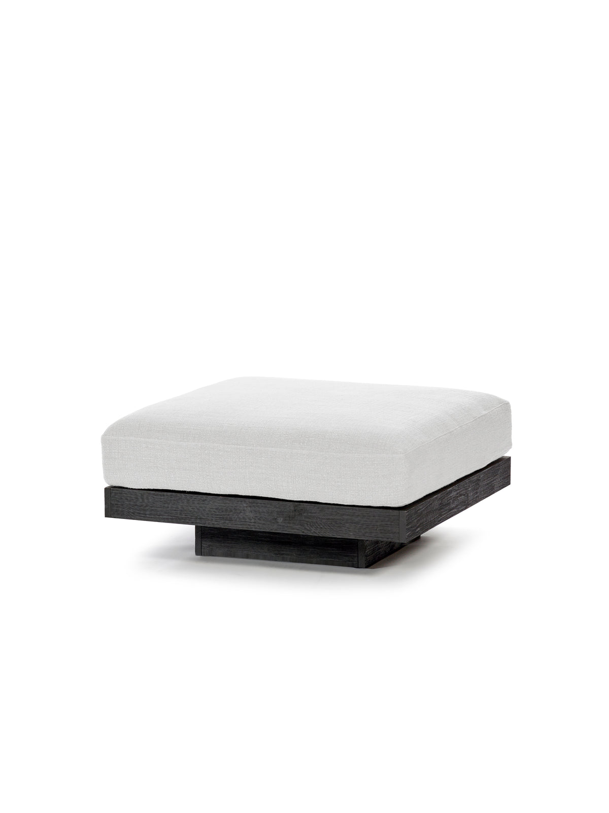 Rudolph - Pouf D'intérieur - Aluminium, Bois Et Tissu D'ameublement - Blanc Cassé Noir
