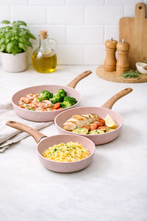 Ensemble 3 Pièces - Poêles 20/24/28 CM - Stonerose