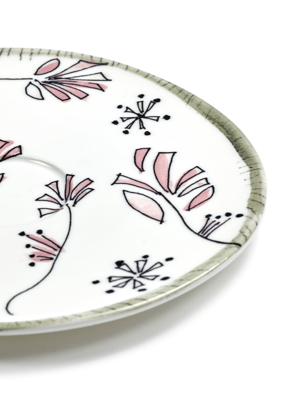 Midnight Flowers - Lot De 2 Soucoupes Pour Consommé - Porcelaine Bone China - Fiore Rosa
