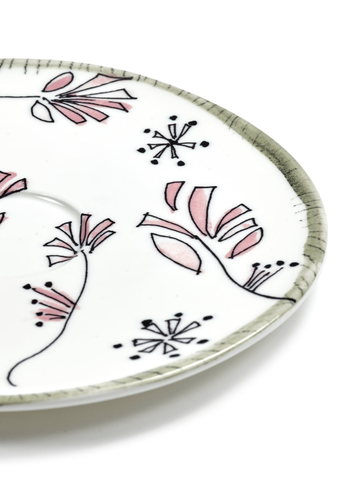 Midnight Flowers - Lot De 2 Soucoupes Pour Consommé - Porcelaine Bone China - Fiore Rosa