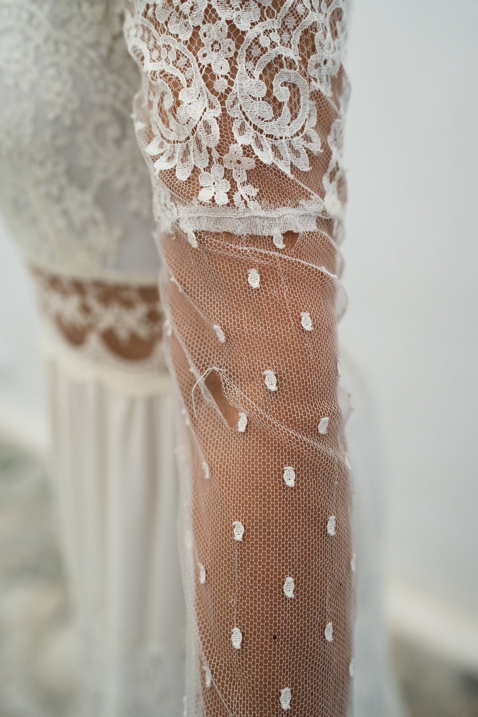 Abito Da Sposa Folk Con Volant - Bianco Seta