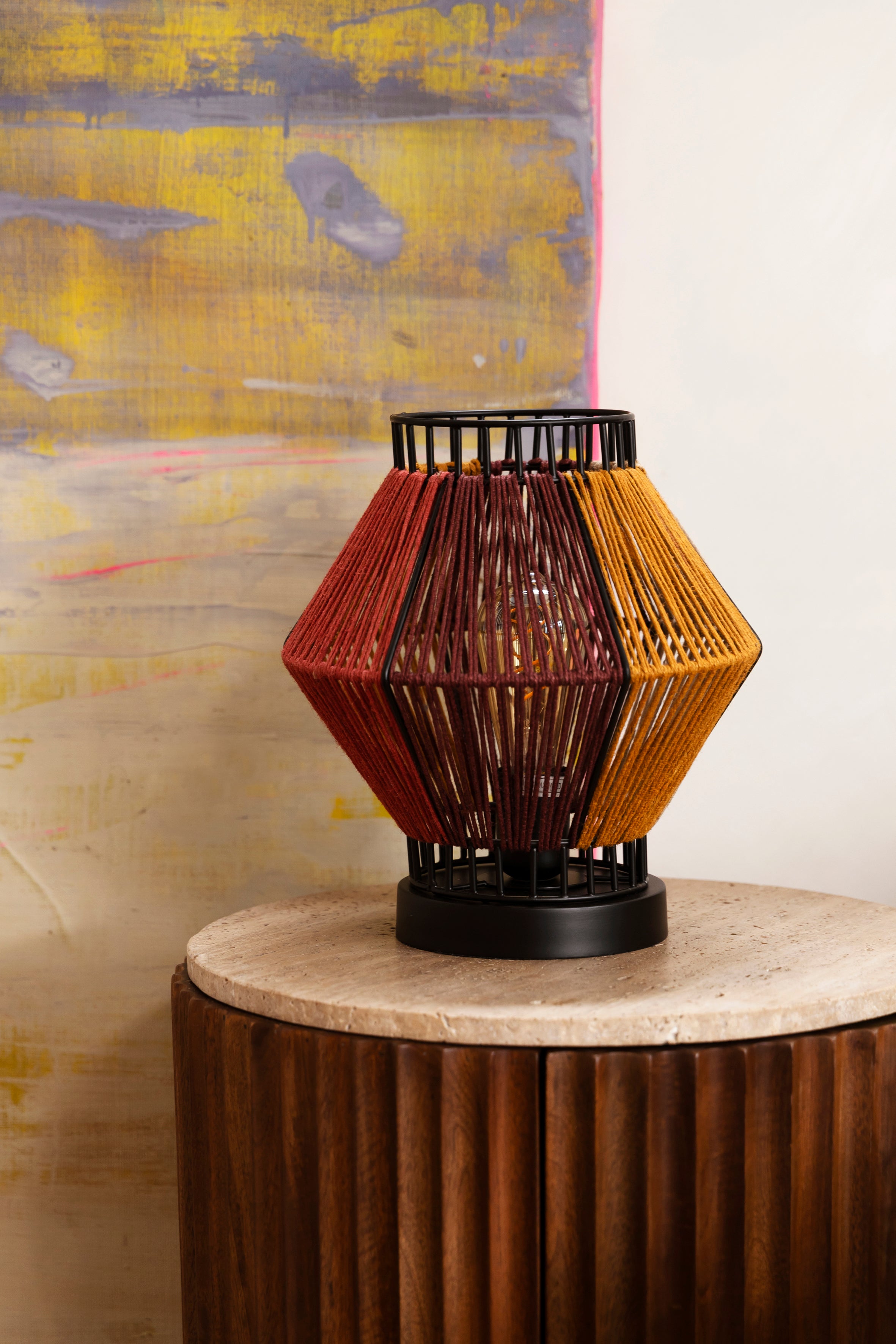 Surya Rope - Table Lamp - Polyester - Yellow/Red/Multicolor